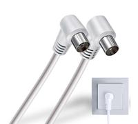 TV Antenna Cable Male Female Coaxial Cable TV Antenna Cable 90 Degree Angled TV Cable TV Cable Set Top Box 70dB HDTV DVB-T2 DVB-C DVB-S TV and Radio 75 Ohm White 1.5m