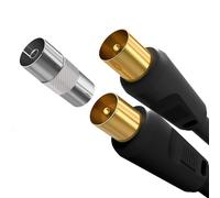 TV Antenna Cable Male to Male Cable Black, Coaxial TV PAL RF Cable with Female to Female Adapter for TV Decoder TNT DVB T2 DVB-C DVB-S TV Freebox Resistor 75 Ohm 5M