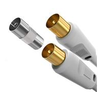 TV Antenna Cable Male to Male White Cable Coaxial TV PAL RF with Female to Female Adapter for TV Decoder TNT DVB T2 DVB-C DVB-S TV Freebox Resistor 75 Ohm 3M
