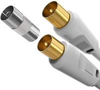 TV Antenna Cable Male to Male White Cable Coaxial TV PAL RF with Female to Female Adapter for TV Decoder TNT DVB T2 DVB-C DVB-S TV Freebox Resistor 75 Ohm 1M