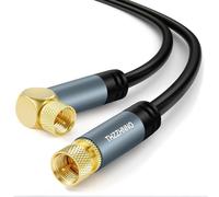 TV Antenna Right Angle F Connector Coaxial Cable 3M, Gold Plated 90 Degree Right Angle Male Coaxial Cable for HDTV, CATV, DVB-T2 /C/S, Modem Cable, Radio, Satellite Receiver