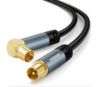 TV Antenna Right Angle RG6 Coaxial Cable 2M, Gold Plated 90 Degree Right Angle Female to Male Connector, Coaxial Cable for HDTV, CATV, DVB - T2/C/S, Modem Cable, Satellite Receiver