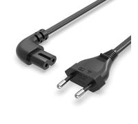 TV Câble d’Alimentation C7 - Fiche Euro 2 Pôles à 90° - Compatible avec Samsung, LG, Philips, Sony Téléviseurs - Cordon d’Alimentation Compact pour PS5, Xbox, Appareils Domestiques (1,5 M)