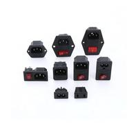 TV Computer Phone Socket LED 3Pin IEC320 C14 250V Rocker Switch Brass 10A Fuse Female Male Inlet Plug Pin Connector Accessories NWPNLXEA(1PCS AC-06B)