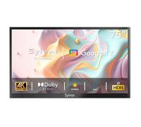 SYLVOX 75 Pouces TV Extérieur - 4K UHD Luminosité 1000Nits, Smart Google Outdoor TV Étanche IP55, Dolby Audio, Wi-FI, DVB-T2/S2, Google Assistant, Idéal pour Pool, Jardins, Terrasse (Deck Pro 2.0)