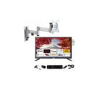 tv led 19" 48cm smart connect dvd intégré + support tv double bras