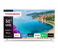 THOMSON 50 Pouces (126 cm) Téléviseur UHD Blanc Smart Android TV (WLAN, HDR, Triple Tuner DVB-C/S2/T2, Commande Vocale) 50UA5S13W-2023