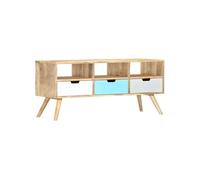 vidaXL Meuble TV Armoire basse 4 tiroirs 2 compartiments Bois de manguier massif 110x35x48 cm