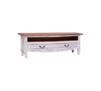 Meuble Tv 120 X 30 X 40 Cm Blanc Bois De Récupération Massif Blanc