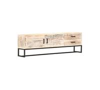 Vidaxl Meuble Tv Blanc 140 X 30 X 45 Cm Bois D'acacia Massif Blanc