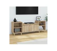 Meuble TV, Armoire de Télévision avec 6 Compartiments et Portes, Meuble de Télé avec Rangement Salle de Séjour, Scandinave, Chêne Sonoma Bois