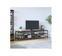 Vidaxl Meuble Tv Chêne Fumé 200x30x50 Cm Bois D'ingénierie Et Métal Multicolore