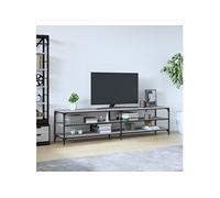 Tv-meubel 200x30x50 cm bewerkt hout metaal grijs sonoma eiken826762