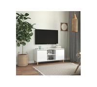 Vidaxl Meuble Tv Avec Pieds En Bois Blanc Brillant 103,5x35x50 Cm Blanc