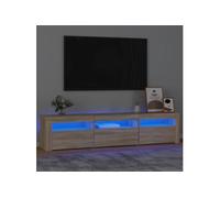 vidaXL Meuble TV avec Lumières LED Centre de Divertissement Rangement Meuble Média Meuble de Salon Salle de Séjour Maison Chêne Sonoma