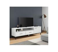 Tv-meubel met metalen poten OSLO massief grenenhout wit351029