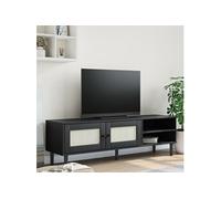 vidaXL Tv-meubel SENJA 158x40x49 cm rattan-look massief grenen zwart358045 Noir G