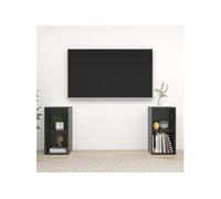 Vidaxl Meubles Tv 2 Pcs Gris Brillant 72x35x36,5 Cm Bois D'ingénierie Gris
