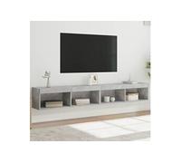vidaXL Meubles TV avec lumières LED 2 pcs gris béton 100x30x30 cm