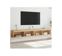vidaXL Meubles TV avec lumières LED 2 pcs Chêne Sonoma 100x30x30 cm