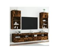 vidaXL Meubles TV avec LED 2 pièces – Chêne fumé 40,5x30x90 cm