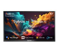 SYLVOX 43 Pouces TV Extérieur, 4K UHD QLED 2000 Nits HDR10, Smart Google Television Étanche IP55, DVB-T2/S2/C, Google Assistant, Outdoor Téléviseur pour Pool, Jardins, Terrasse (Pool Pro 2.0 QLED)