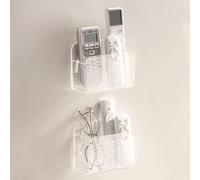TV Remote Control Wall Mount Adhesive TV Remote Control Holder for 2 or 4 Remotes Transparent Quantity 2