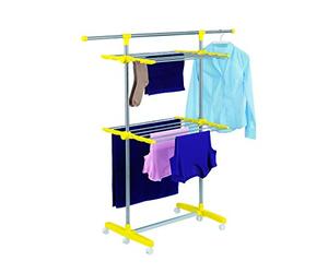 TV Top Ventes 09492 Etendoir à Linge 2 en 1 Métal/ABS/PP/TPR Multicolore 130 x 56 x 143 cm