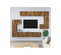Tv-wandmeubel bewerkt hout gerookt eikenkleurig3114595
