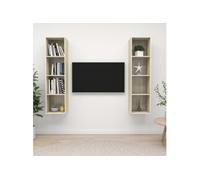 Meubles TV Armoires Rangement Salon Muraux 2 pcs Blanc Bois d'Ingénierie vidaXL