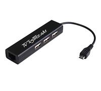 TV xStream Adaptateur Ethernet LAN avec 3 ports USB et alimentation micro USB pour appareils TV Streaming Stick 2ème génération, 3ème génération 4K