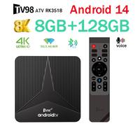 TV98 ATV RK3518 TV Box Smart 4G 5G Wifi6 BT5.0 8K 4K Ultra HD décodeur vocal à distance Android 14 TV Box 8GB 128GB iptv tv98atvrk35182g16g