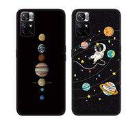 Tveinan Coque Compatible avec Xiaomi Redmi Note 11 5g Etui, 2 Pack Mignon Mince Antichoc Souple Silicone Protection, Housse de Noir Motif, Anti-Rayures Case pour Fille - Planète