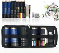 tvfly Professionnel Crayon couleurs de Dessin Art Set, 41PCS kit de Dessin pro avec Crayons Fusain, Crayon de couleur aquarellable, Crayon graphite et Accessoire