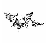 TVIVID Art Fleur Papillon Autocollant de Voiture Mode Fenêtre de Voiture Décoration PVC Imperméable Protection Solaire Autocollant Noir