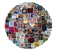TVIVID Lot de 10/30/50/100 autocollants étanches Cool Route 66 pour voiture, skateboard, guitare, ordinateur portable, moto, moto