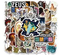 TVIVID Lot de 50 autocollants esthétiques de la mythologie grecque Zeus Ares Hades pour bouteille d'eau, bagages, ordinateur portable, guitare, téléphone