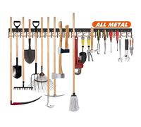 TVKB Organisateur d'outils de jardin entièrement en métal de 172,7 cm - Réglable - Support mural - Avec crochets - Cintres à outils pour garage