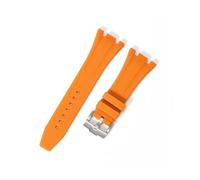 TVKSIPAR 27 Mm 28 Mm 30 Mm Bracelet De Montre En Caoutchouc Silicone For AP Fit For Royal Fit For Oak Offshore Series Bracelet De Montre For Femme Et Homme - Bracelet Souple(Orange-silver,28mm)
