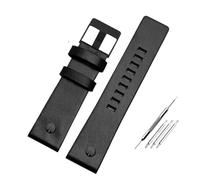 TVKSIPAR Bracelet de montre à rivets métalliques for homme, compatible avec les bracelets en cuir Fit For Diesel DZ7257 DZ4343 DZ4459 DZ7311 4318 24 mm 26 mm 28 mm 30 mm 32 mm(B Black -black,22mm)