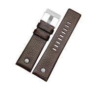 TVKSIPAR Bracelet de montre à rivets métalliques for homme, compatible avec les bracelets en cuir Fit For Diesel DZ7257 DZ4343 DZ4459 DZ7311 4318 24 mm 26 mm 28 mm 30 mm 32 mm(A Brown-steel buckle,30m