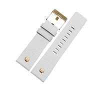 TVKSIPAR Bracelet de montre à rivets métalliques for homme, compatible avec les bracelets en cuir Fit For Diesel DZ7257 DZ4343 DZ4459 DZ7311 4318 24 mm 26 mm 28 mm 30 mm 32 mm(A White-gold buckle,28mm