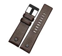 TVKSIPAR Bracelet de montre à rivets métalliques for homme, compatible avec les bracelets en cuir Fit For Diesel DZ7257 DZ4343 DZ4459 DZ7311 4318 24 mm 26 mm 28 mm 30 mm 32 mm(A Brown-black buckle,24m
