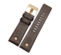 TVKSIPAR Bracelet de montre à rivets métalliques for homme, compatible avec les bracelets en cuir Fit For Diesel DZ7257 DZ4343 DZ4459 DZ7311 4318 24 mm 26 mm 28 mm 30 mm 32 mm(A Brown-gold buckle,24mm