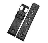 TVKSIPAR Bracelet de montre à rivets métalliques for homme, compatible avec les bracelets en cuir Fit For Diesel DZ7257 DZ4343 DZ4459 DZ7311 4318 24 mm 26 mm 28 mm 30 mm 32 mm(A Black-black buckle,32m