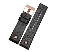 TVKSIPAR Bracelet de montre à rivets métalliques for homme, compatible avec les bracelets en cuir Fit For Diesel DZ7257 DZ4343 DZ4459 DZ7311 4318 24 mm 26 mm 28 mm 30 mm 32 mm(A Black-rose gold,24mm)