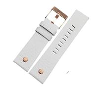 TVKSIPAR Bracelet de montre à rivets métalliques for homme, compatible avec les bracelets en cuir Fit For Diesel DZ7257 DZ4343 DZ4459 DZ7311 4318 24 mm 26 mm 28 mm 30 mm 32 mm(A White-rose gold,24mm)