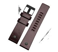TVKSIPAR Bracelet de montre à rivets métalliques for homme, compatible avec les bracelets en cuir Fit For Diesel DZ7257 DZ4343 DZ4459 DZ7311 4318 24 mm 26 mm 28 mm 30 mm 32 mm(B Dark brown -black,22mm