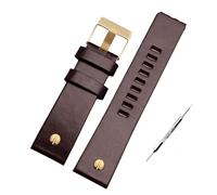 TVKSIPAR Bracelet de montre à rivets métalliques for homme, compatible avec les bracelets en cuir Fit For Diesel DZ7257 DZ4343 DZ4459 DZ7311 4318 24 mm 26 mm 28 mm 30 mm 32 mm(B Dark brown -gold,26mm)