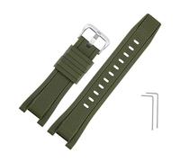 TVKSIPAR Bracelet De Montre En Caoutchouc Souple De Remplacement For Casio For G-Shock GST-B100/S300/410/210/W110/W100/S110/S100, Bracelet En Silicone For Homme, 26 X 14 Mm(Army green-silver A)